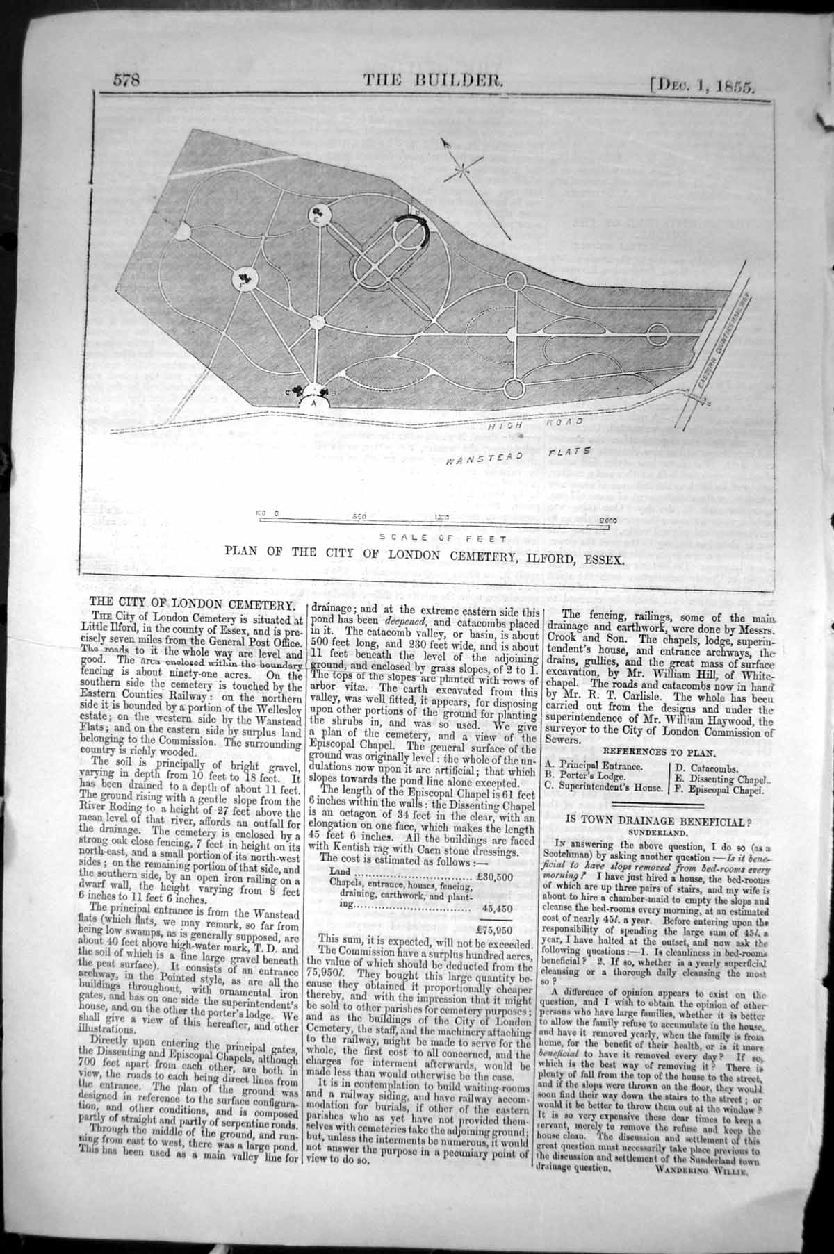 Old Plan City London Cemetery Ilford Essex England Architecture 1855 Victorian