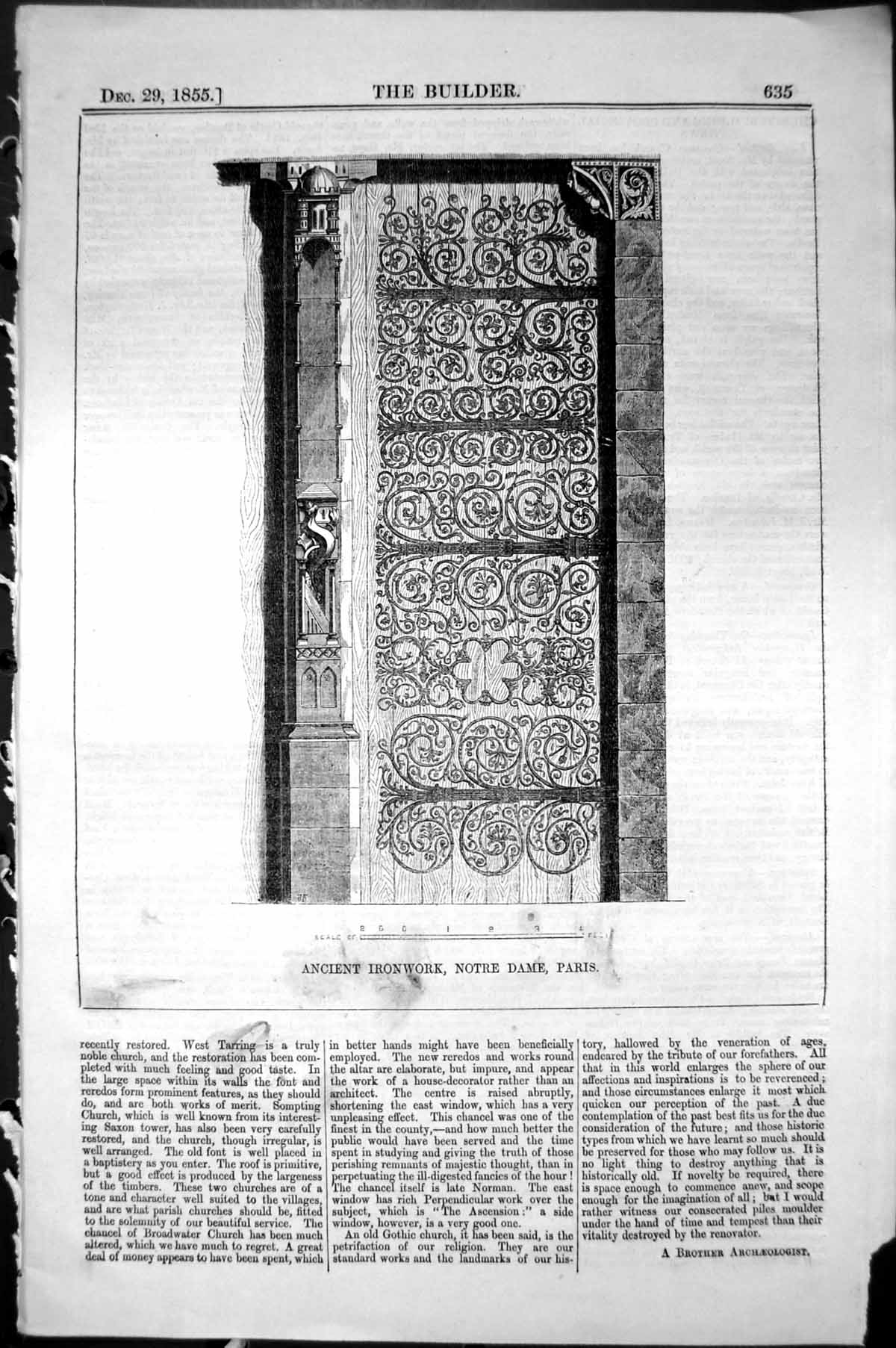 Old Ancient Iron Work Notre Dame Paris France Architecture 1855 Build Victorian