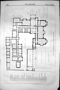 Old Print Plan Colesborne House Gloucestershire Architecture 1856 Builder 19th