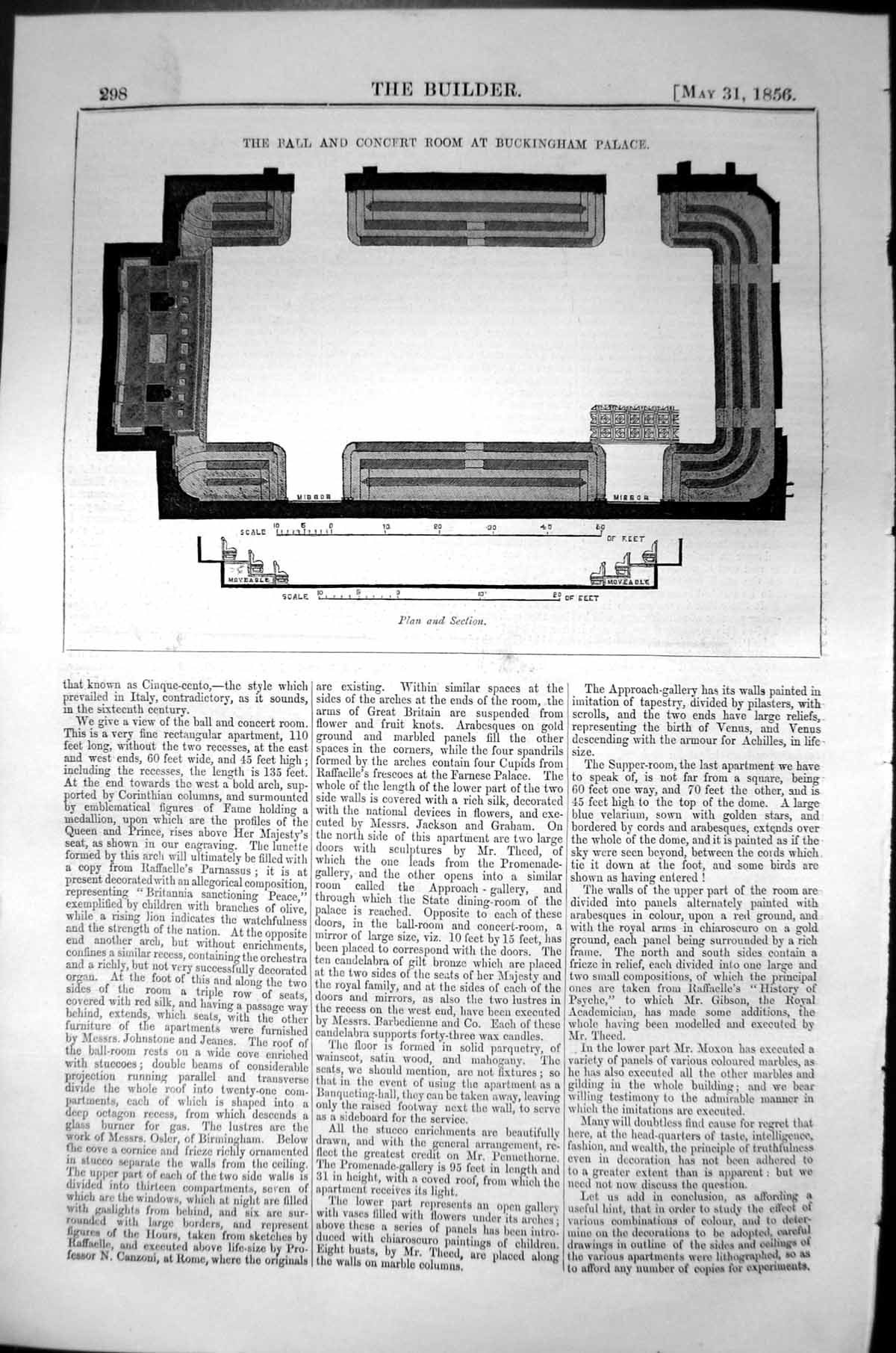 Old Ball Concert Room Buckingham Palace Plan Architecture 1856 Builde Victorian