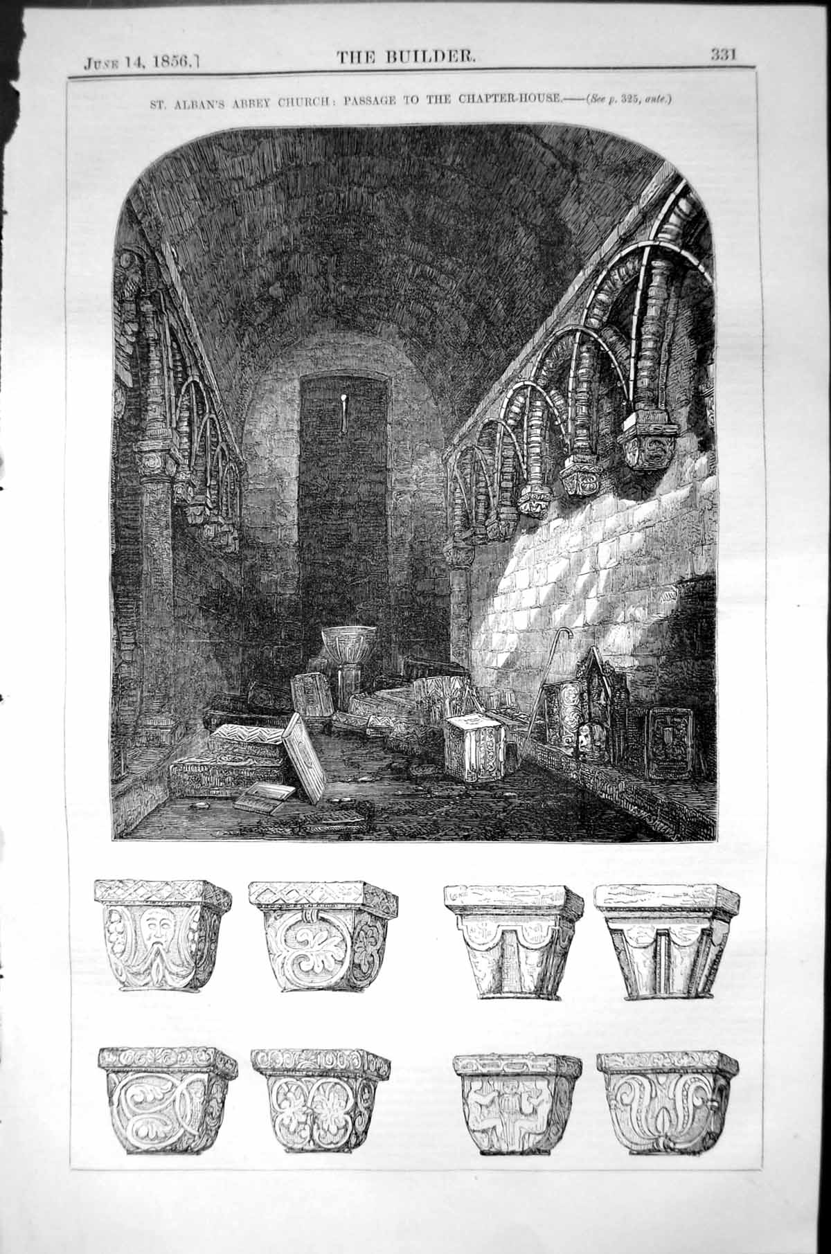 Old St. Alban'S Abbey Church Passage Chapter House Architecture 1856 Victorian