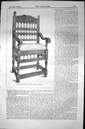 Antique Print Carved Ebony Chair Ceylon Furniture Architecture 1856 Builder