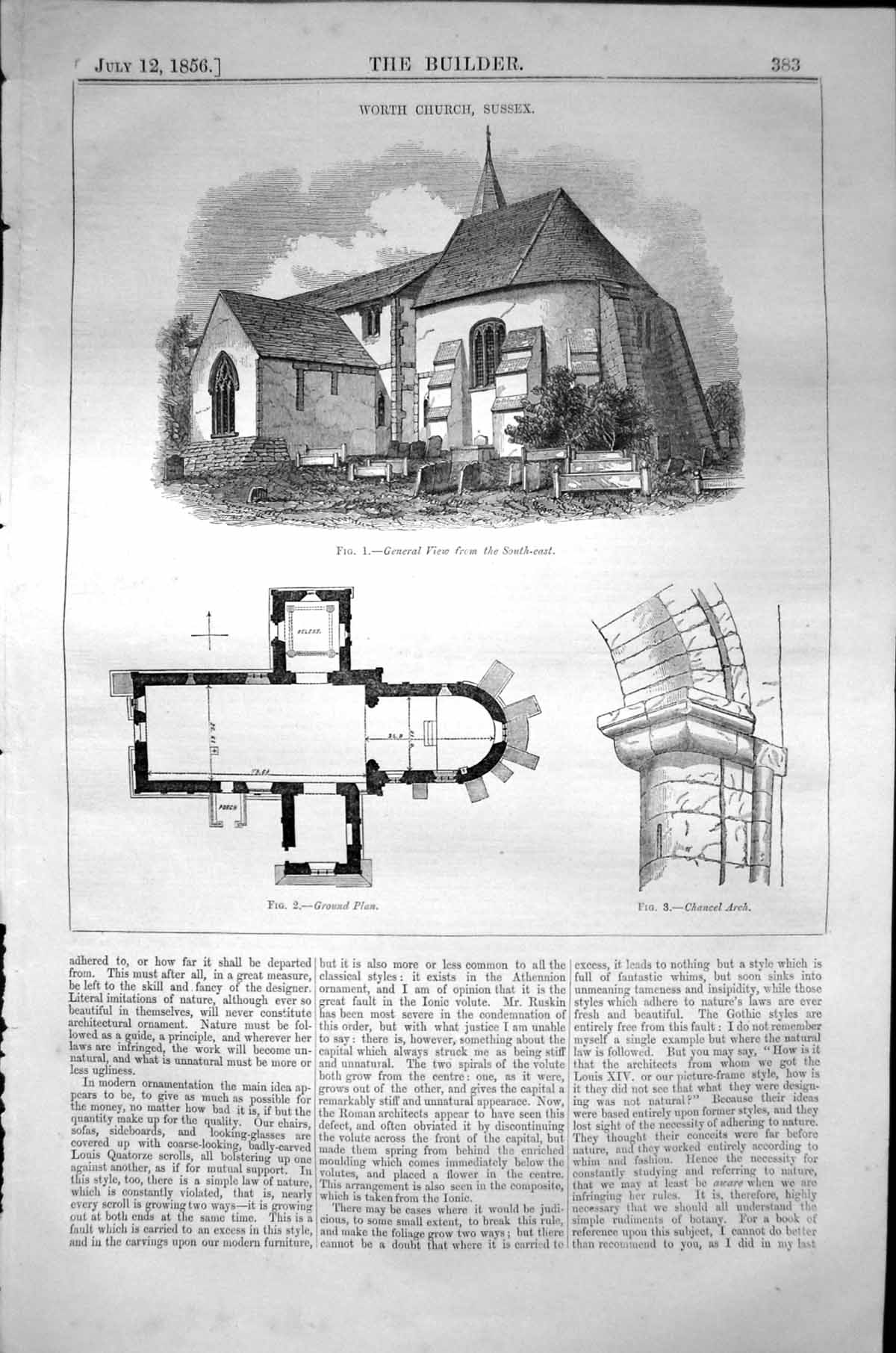 Old Worth Church Sussex Ground Plan Chancel Arch Architecture 1856 Bu Victorian