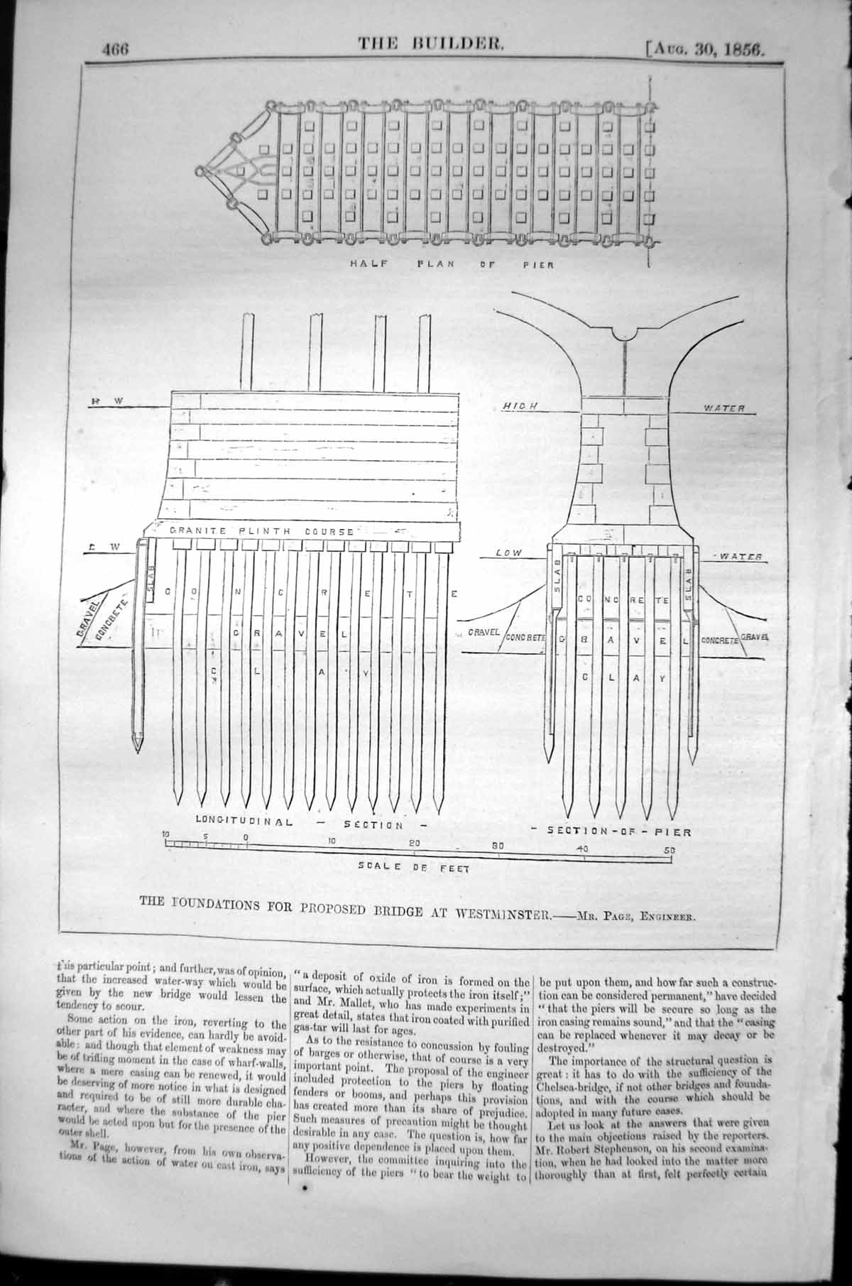Old Foundation Proposed Bridge Westminster Page Engineer 1856 Builder Victorian