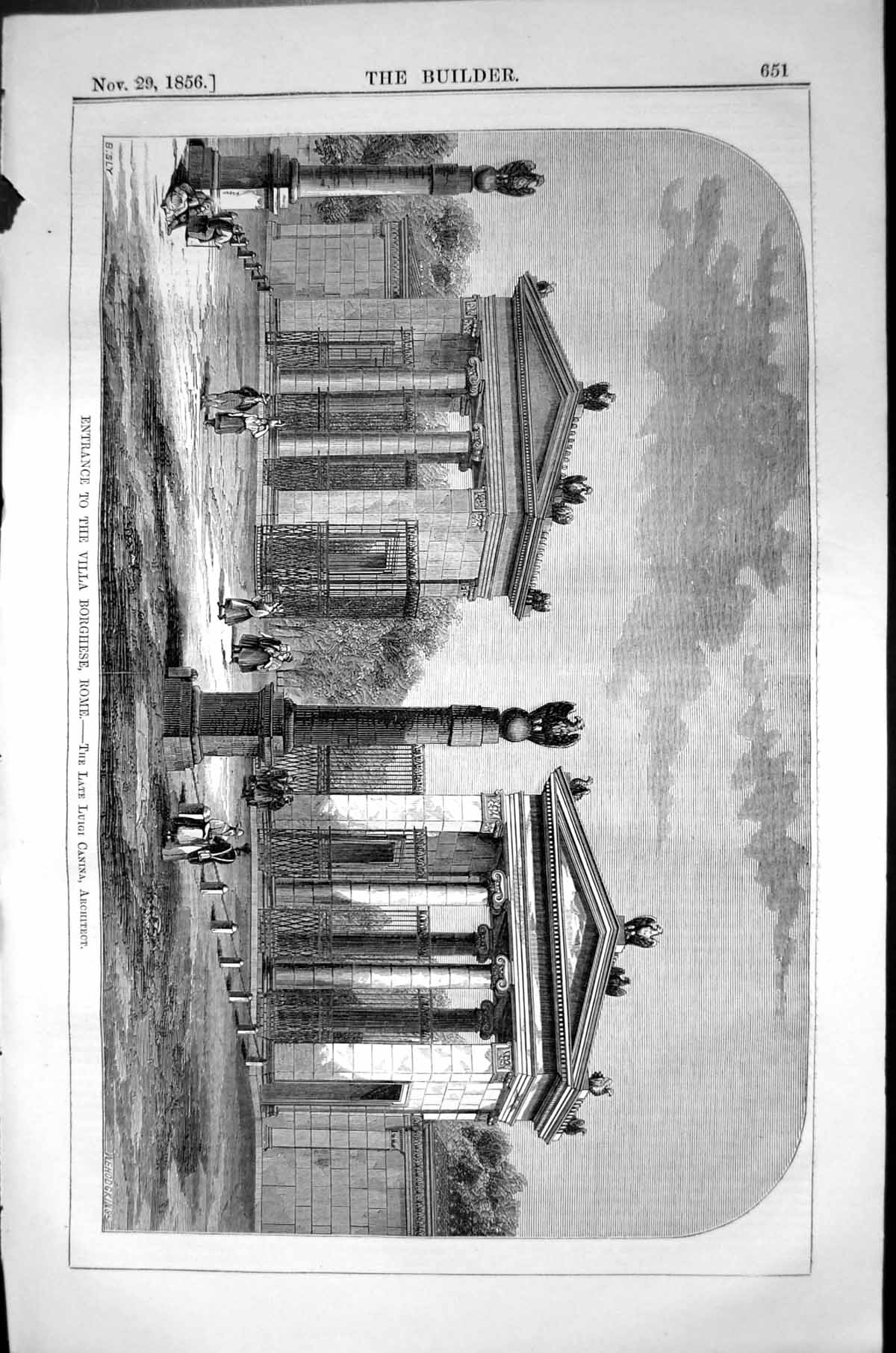 Old Entrance Villa Borghese Rome Luigi Canina Architecture 1856 Build Victorian