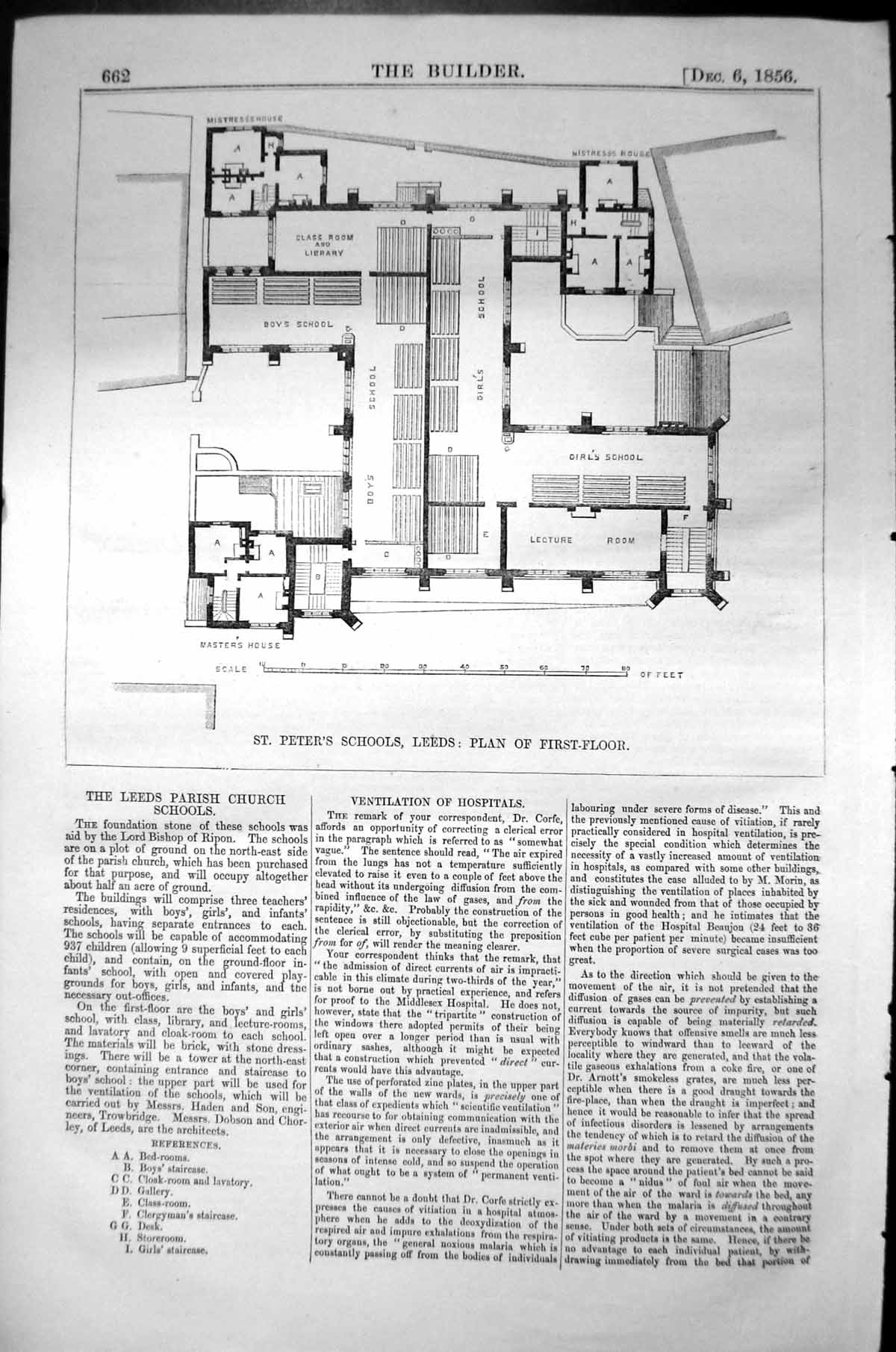 Old St. Peter'S Schools Leeds Plan First Floor Architecture 1856 Buil Victorian