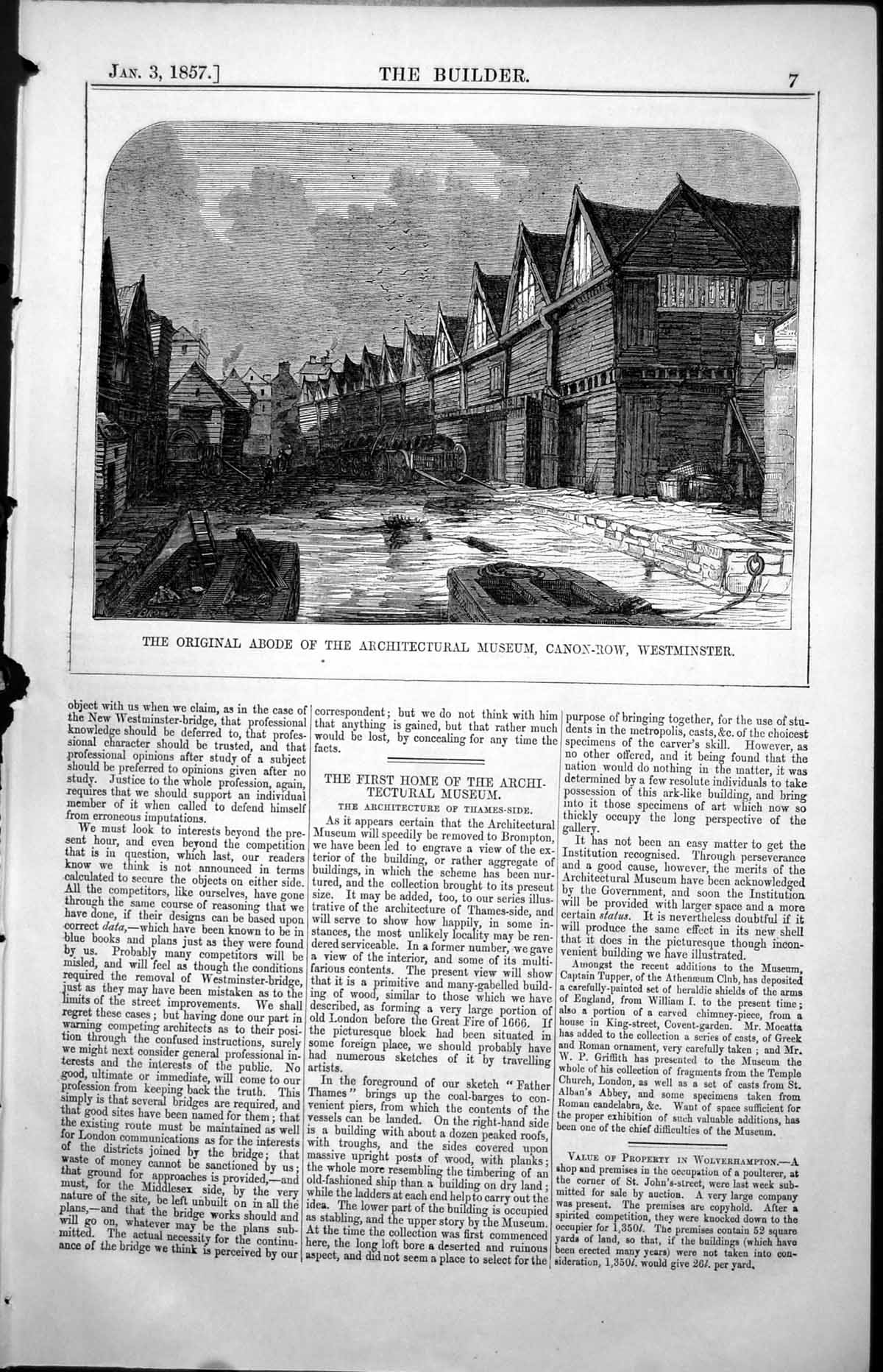 Old Antique Print Abode Architectural Museum Canon Row Westminster 1857 19th