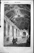 Original Old Antique Print Gallery Bank France Paris F Mansart Architect 1857