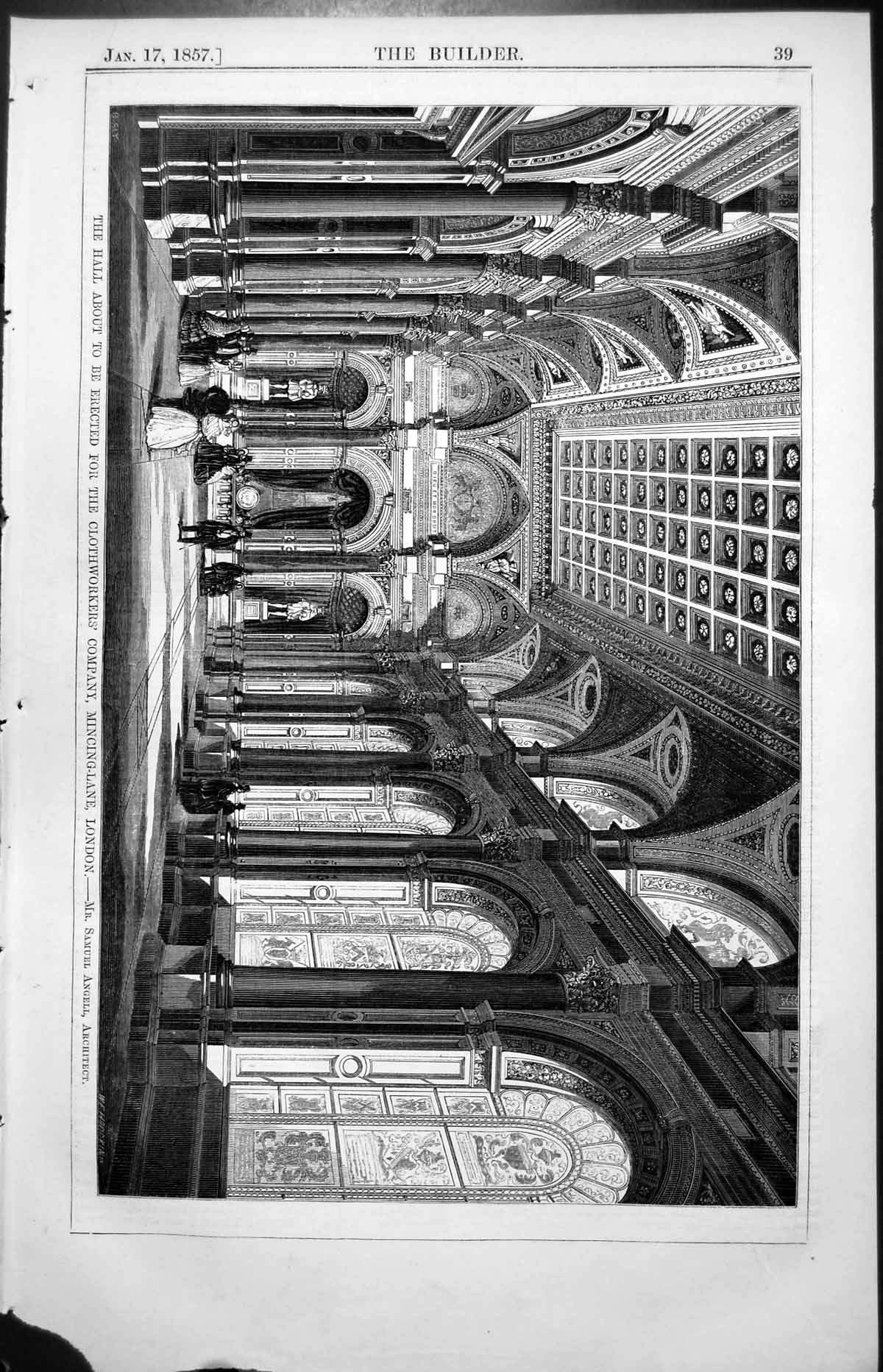 Old Hall To Be Erected Clothworkers Co Mincing Ln London Angell 1857 Victorian
