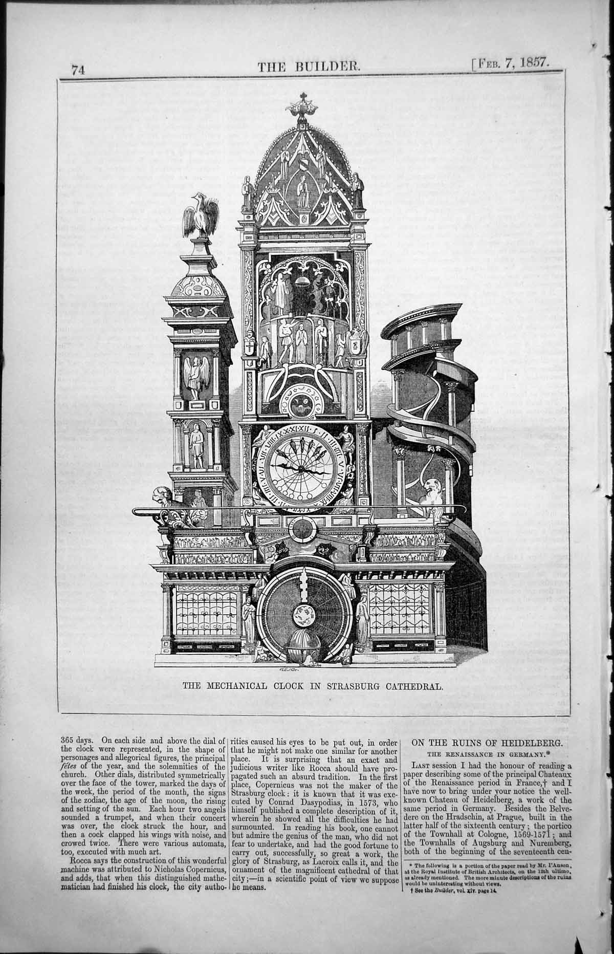 Old Mechanical Clock Strasburg Cathedral Conrad Dasypodias 1573 1857
