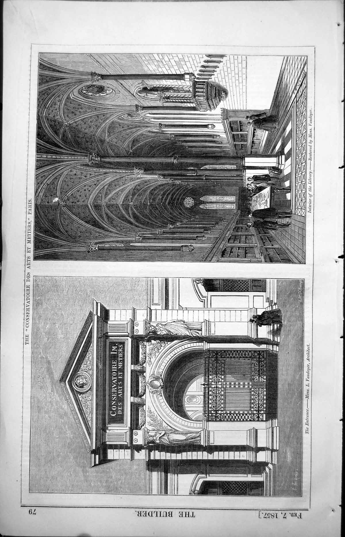 Old Conservatoire Des Arts Metiers Paris Entrance L Vaudoyer Arch 1857 19th