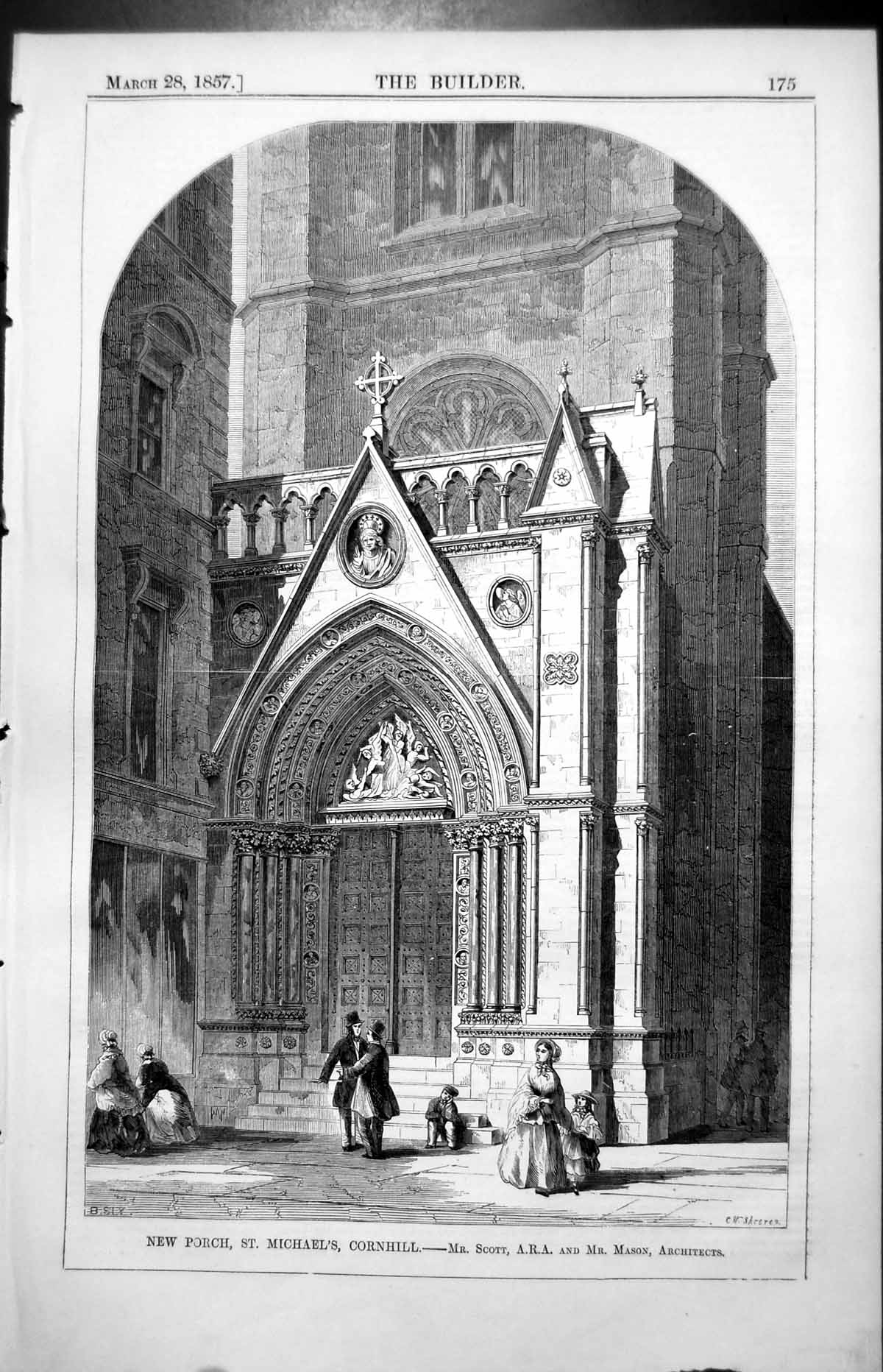 Old New Porch St Michaels Cornhill Mr Scott Mr Mason Architects 1857 Victorian