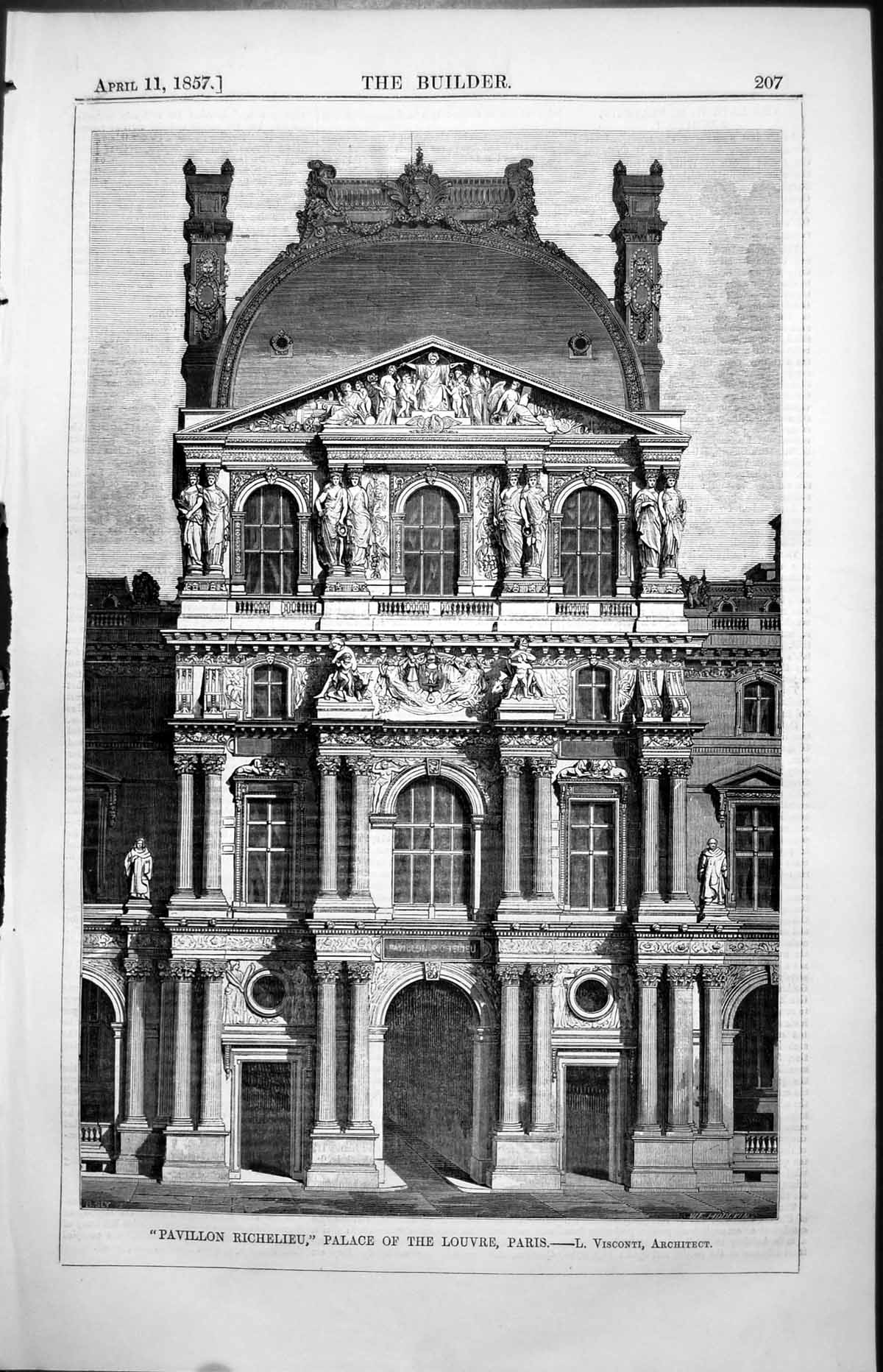 Old Pavilion Richelieu Palace Louvre Paris L Visconti Architect 1857 Victorian