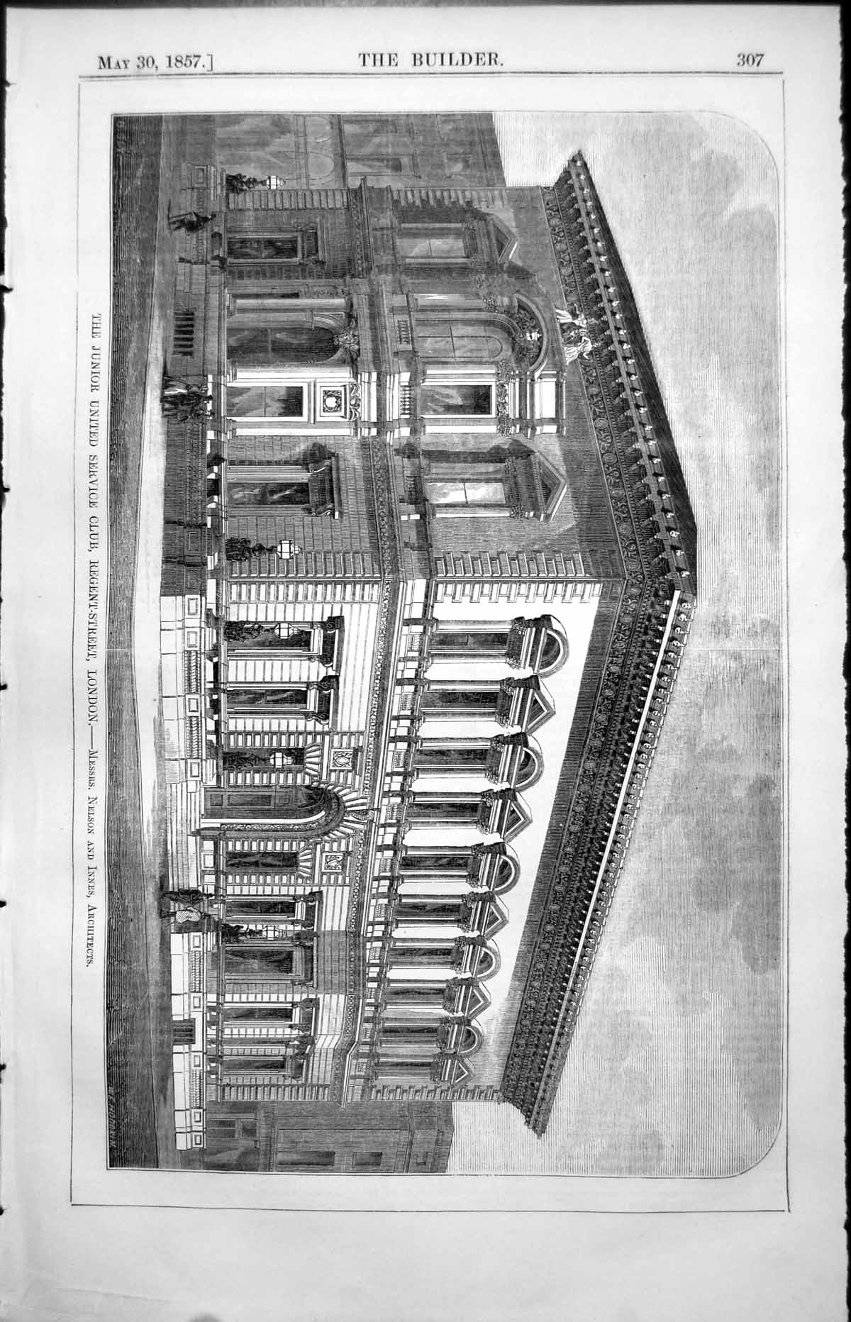 Old Junior United Service Club Regent St London Nelson & Innes Arch 1857 19th