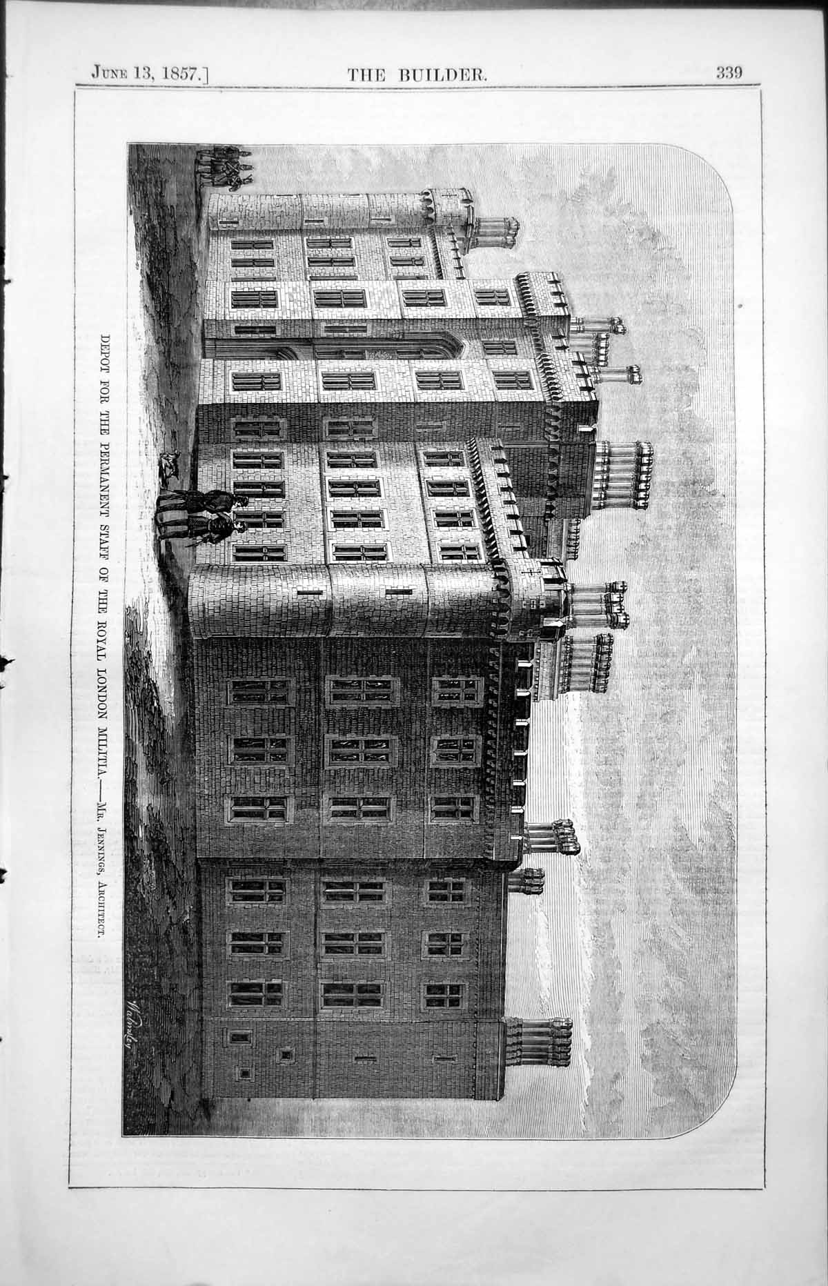 Old Depot Permanent Staff Royal London Militia Mr Jennings Arch 1857 Victorian
