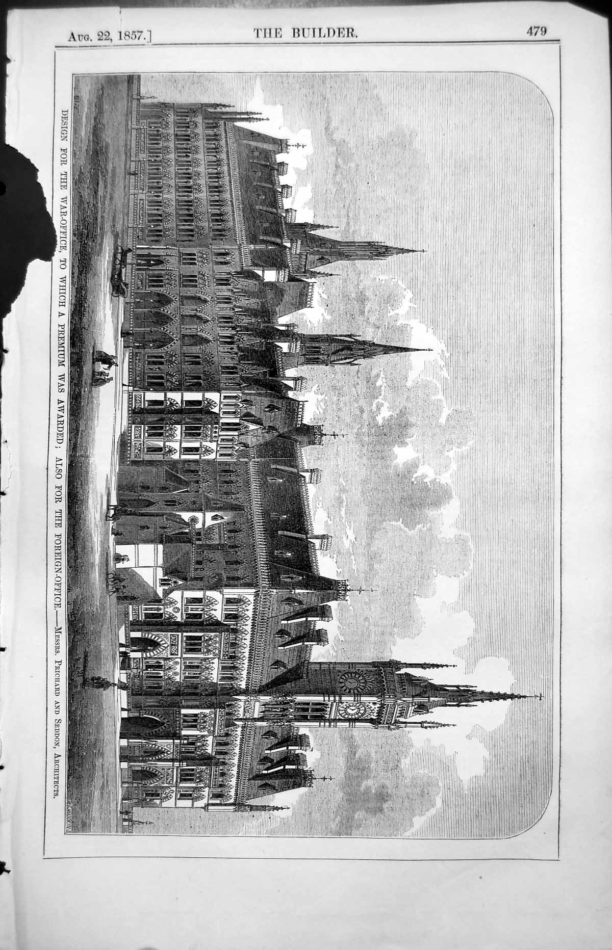 Old Design War Office Foreign Office Premium Prichard & Seddon Arch 1857 19th