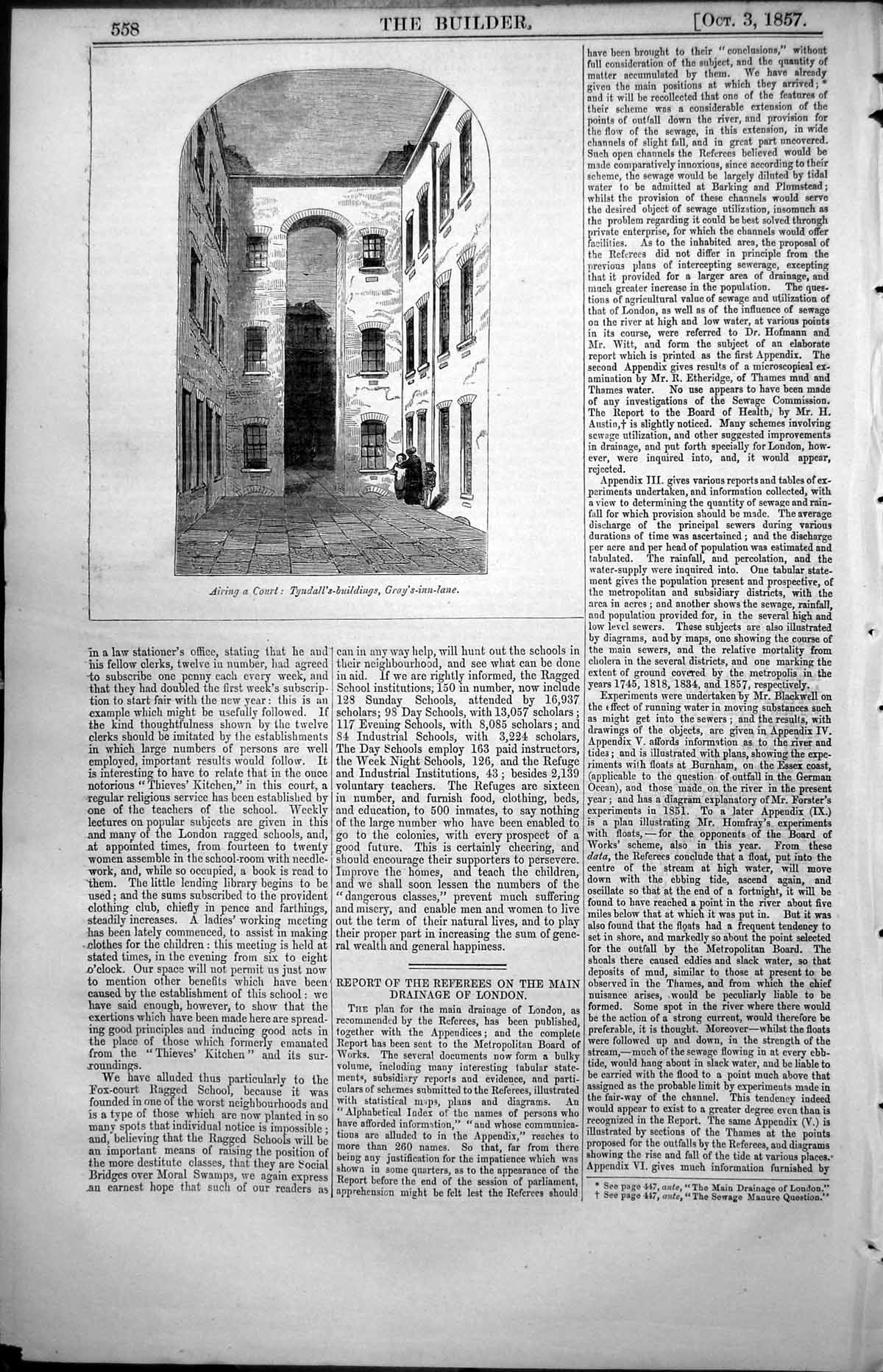 Antique Print Airing A Court Tyndalls Buildings Grays Inn Lane London 1857 19th