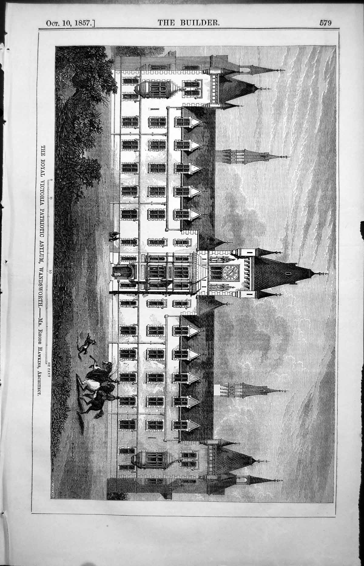 Old Royal Victoria Patriotic Asylum Wandsworth Rhode Hawkins Arch 1857 19th
