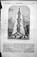 Old Antique Print Artesian Fountain Grenelle Paris M Ivon Architect 1857 19th