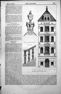Print Street Architecture Rouen Rue Du Bac Detail Staircase Vase Fayence1857
