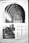 Antique Print Minchin Hampton Church Gloucestershire Exterior Interior 1858 19th