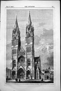 Antique Old Print Second Rewarded Design Proposed Cathedral Lille Street 1858