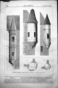 Antique Print Ancient Domestic Architecture France Angle Turrets Paris 1858