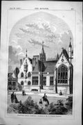 Antique Old Print Shadwell Court Norfolk Additions Ss Teulon Architect 1858