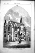Antique Print Design For Proposed Vestry Hall Chelsea Exterior Godwin 1858 19th