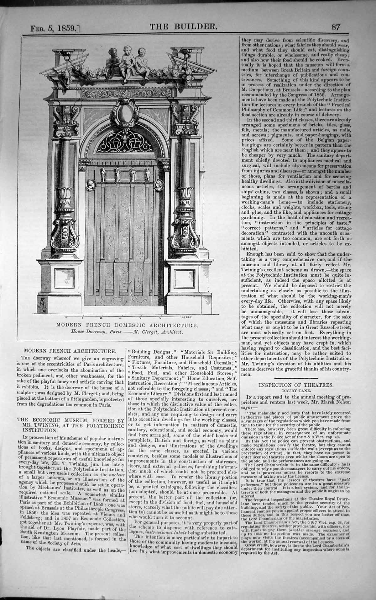 Old Modern French Domestic Architecture 1859 Builder House Doorway Pa Victorian