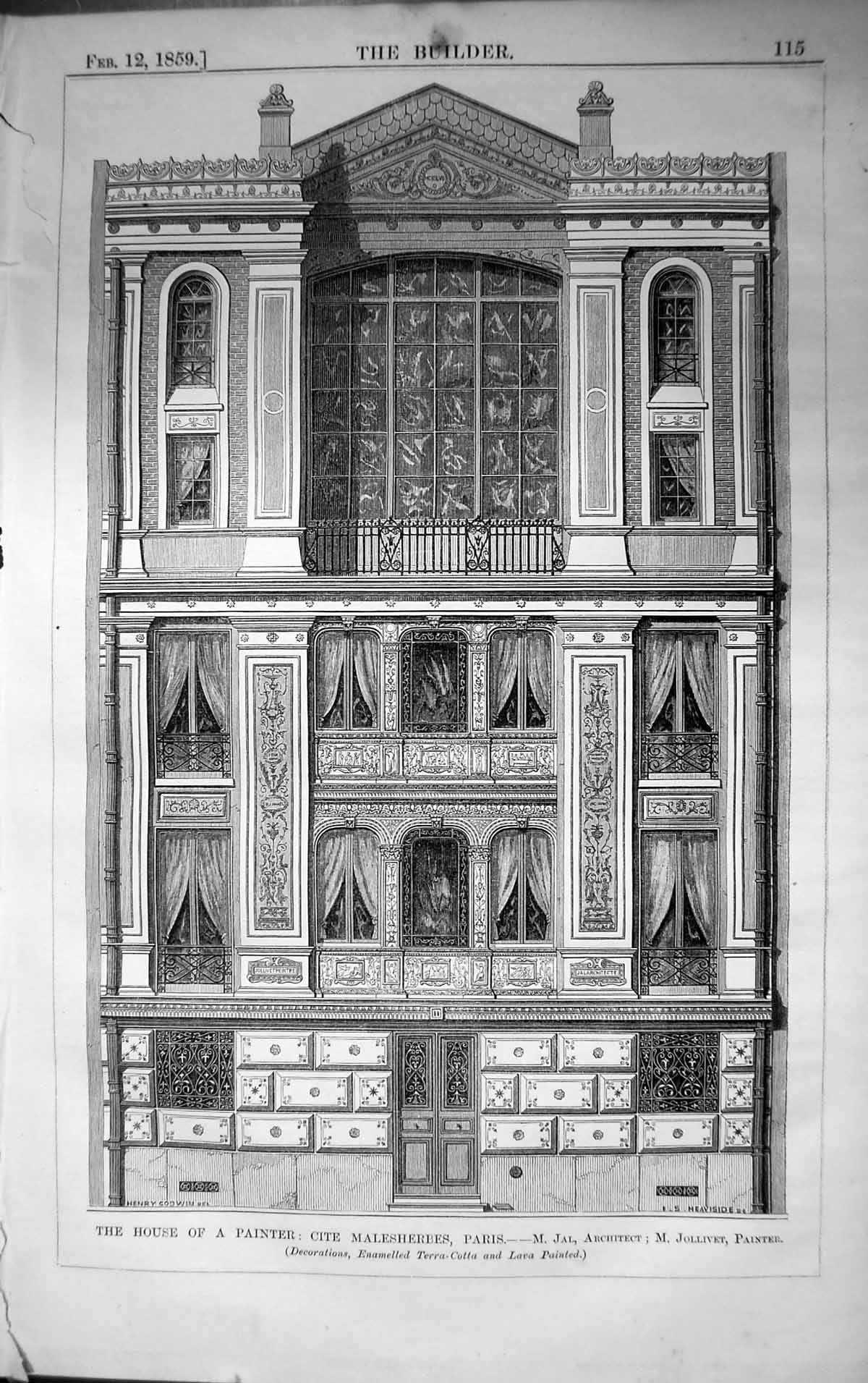 Old Architecture 1859 Builder House Painter Cite Malesherbes Paris Jo Victorian