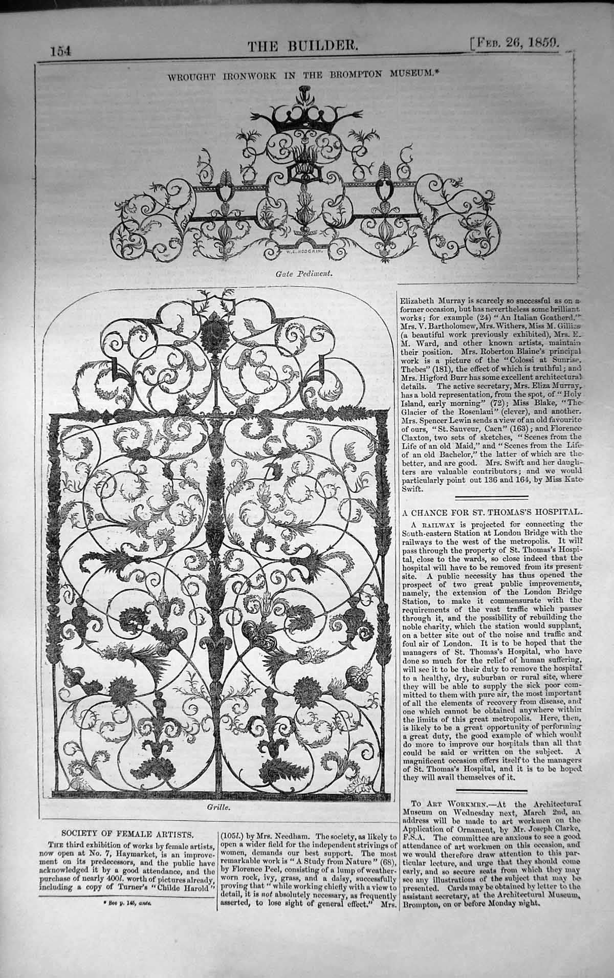 Old Wrought Ironwork Brompton Musuem Gate Pediment Grill 1859 Builder Victorian