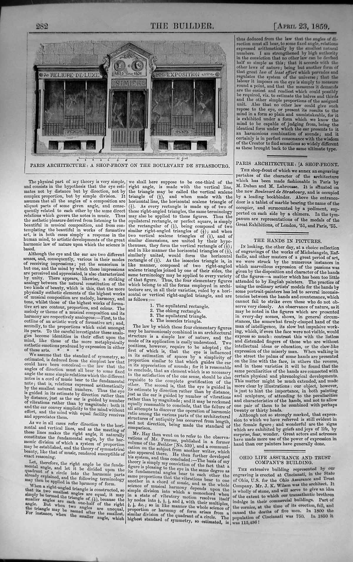 Old Print Paris Architecture Shop Front Boulevart Strasbourg 1859 Builder 19th