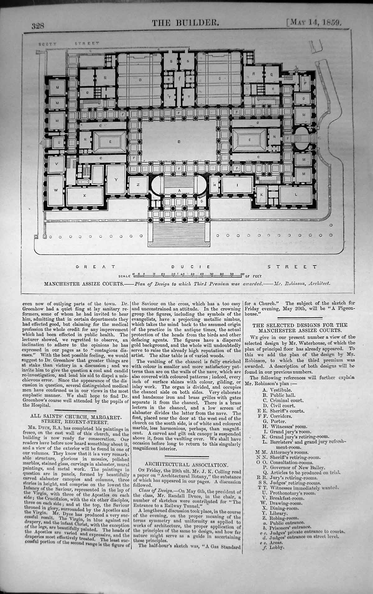 Old Plan Design Manchester Assize Courts Robinson Architecture 1859 B Victorian
