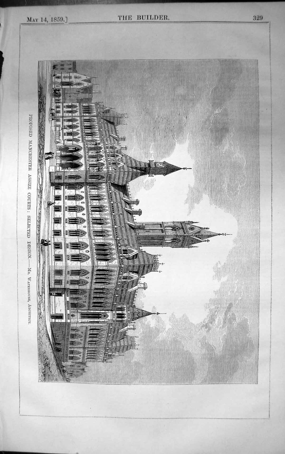 Old Manchester Assize Courts Design Waterhouse Architecture 1859 Buil Victorian