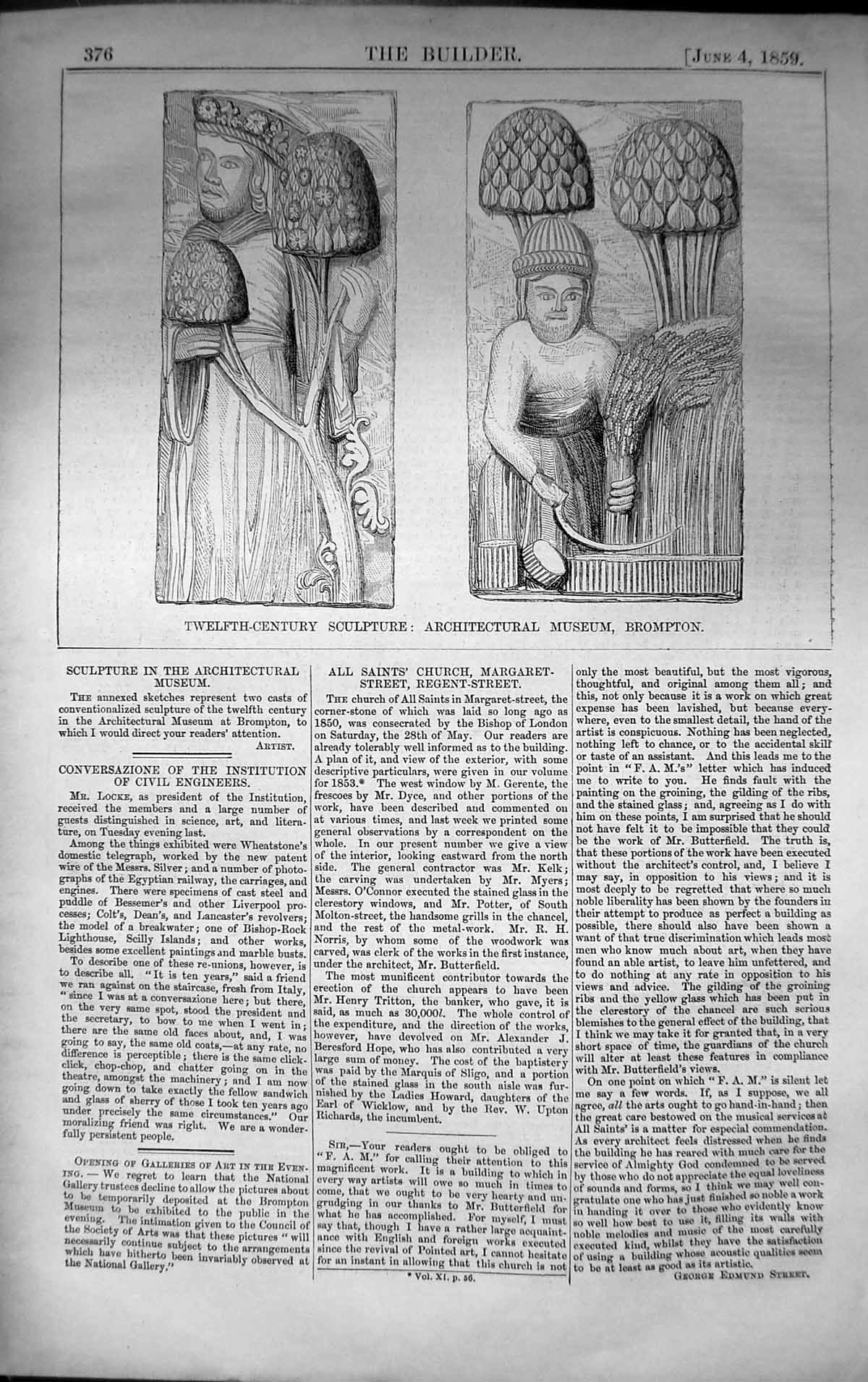 Old Twelfth Century Sculpture Museum Brompton Architecture 1859 Build Victorian