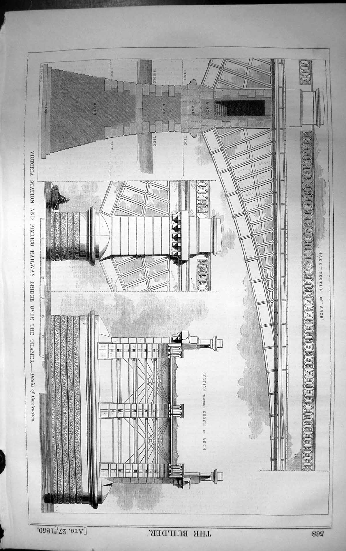 Old Victoria Station Pimlico Railway Bridge River Thames 1859 Builder Victorian