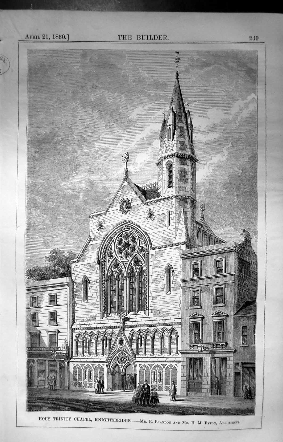 Old Holy Trinity Chapel Knightsbridge Builder Brandon Eyton 1860 Arch Victorian