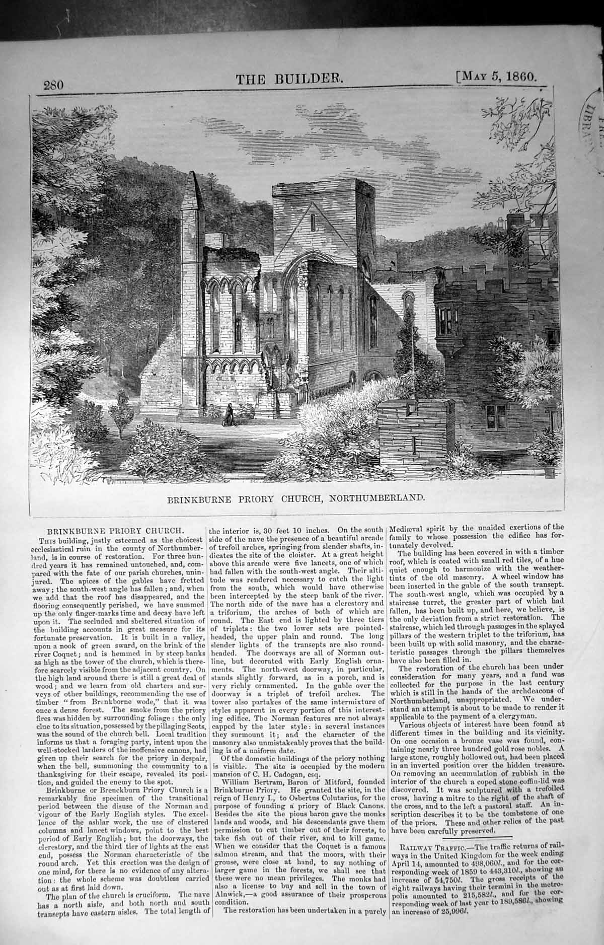 Old Brinkburne Priory Church Northumberland Builder 1860 Architecture Victorian