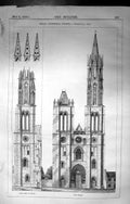 Original Old Antique Print Senlis Cathedral France Builder 1860 Architecture
