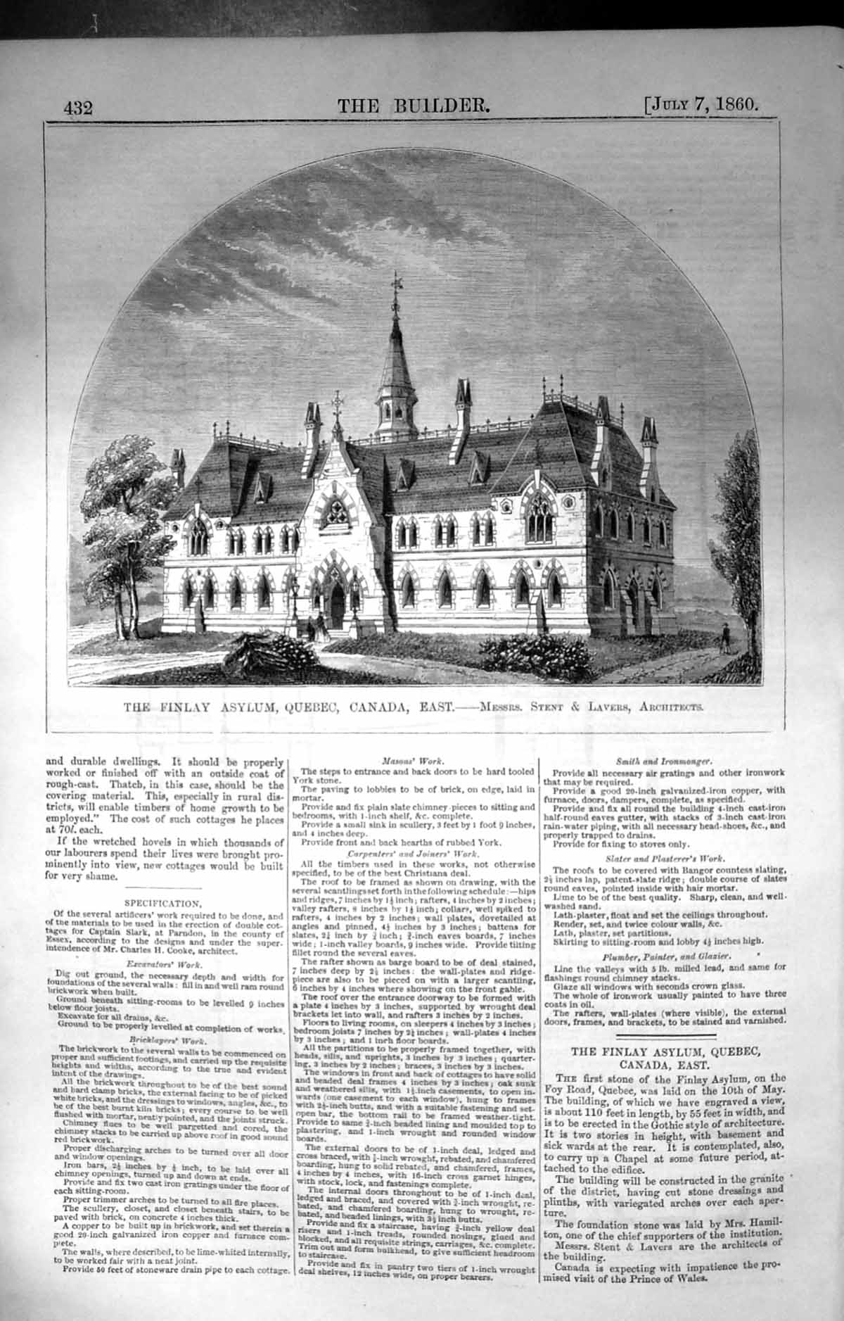 Old Finlay Asylum Quebec Canada Stent Lavers Builder 1860 Architectur Victorian