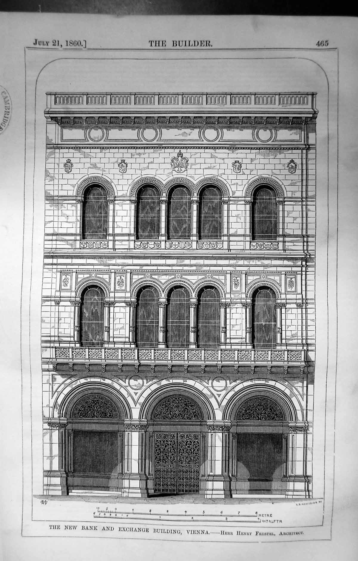 Old Bank Exchange Building Vienna Henry Ferstel Builder 1860 Architec Victorian