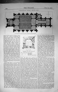 Antique Old Print Ground Plan Bodelwyddan Church Builder 1860 Architecture 19th
