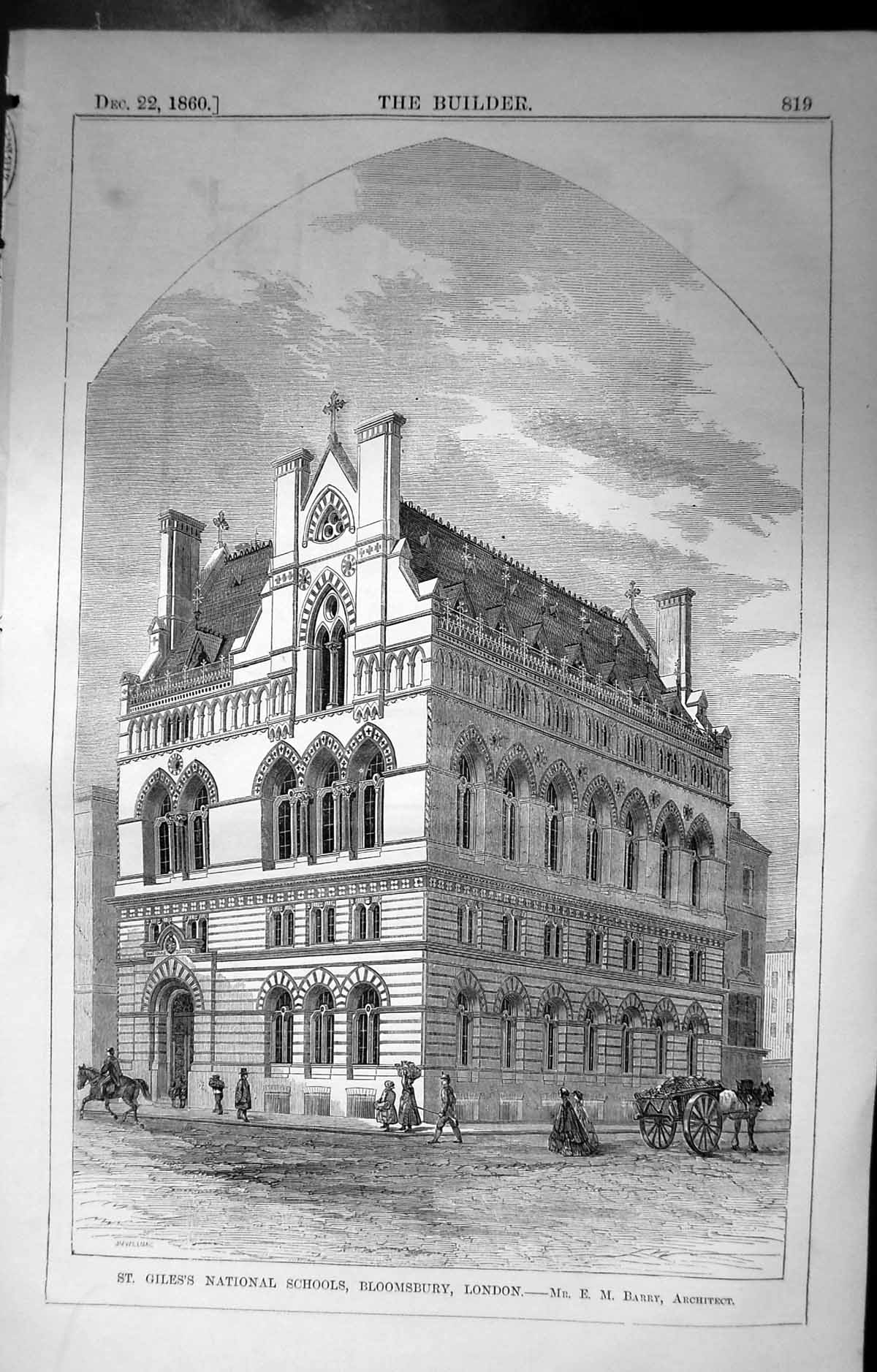 Old St. Giles'S National Schools Bloomsbury London Barry Builder 1860 Victorian