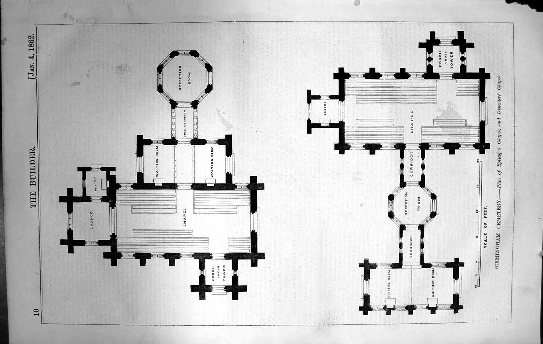 Old Plan Episcopal Chapel Dissenters Birmingham Cemetery Architecture