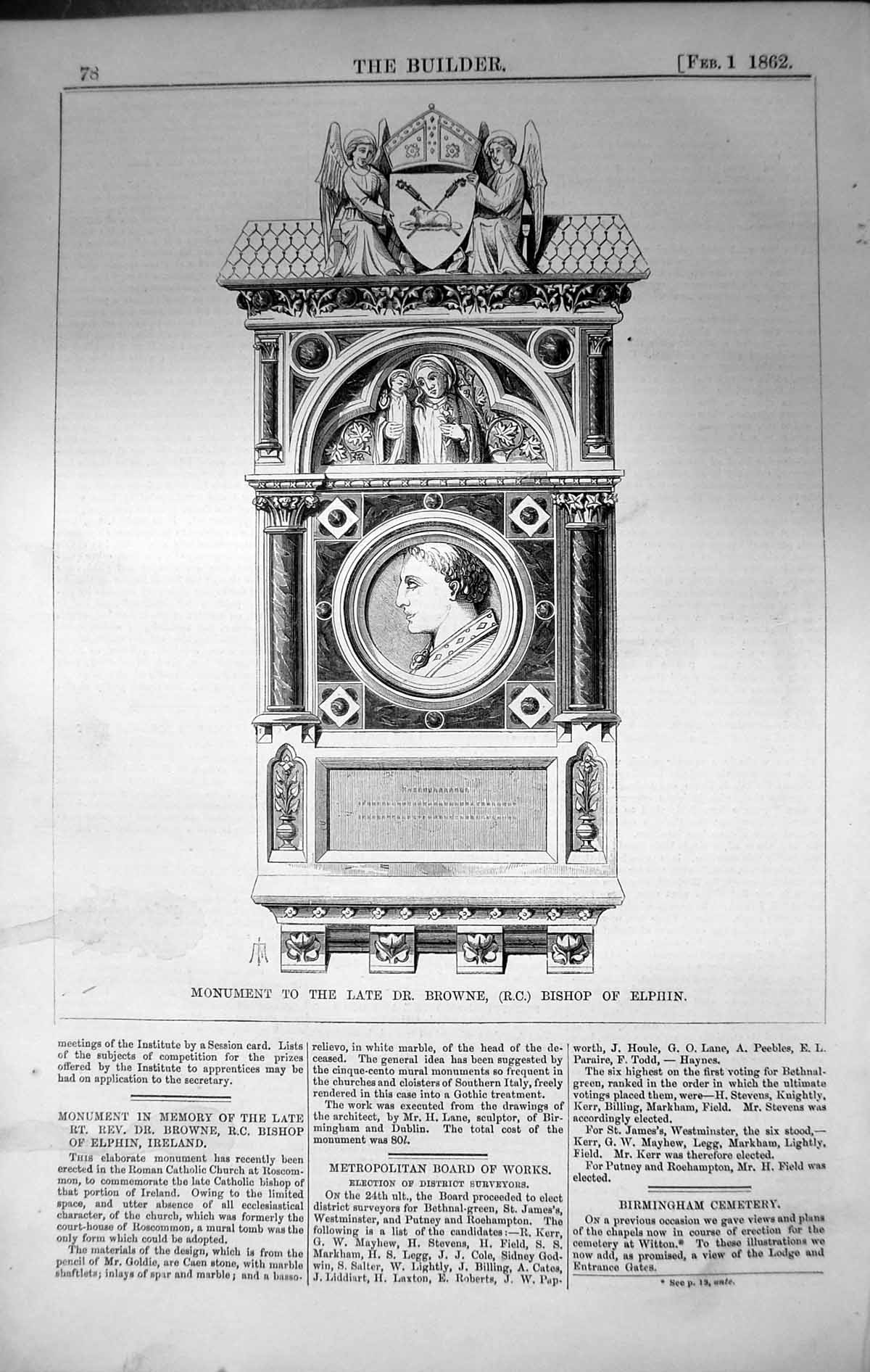 Old Monument Dr. Browne Bishop Elphin Ireland Architecture 1862 Build Victorian