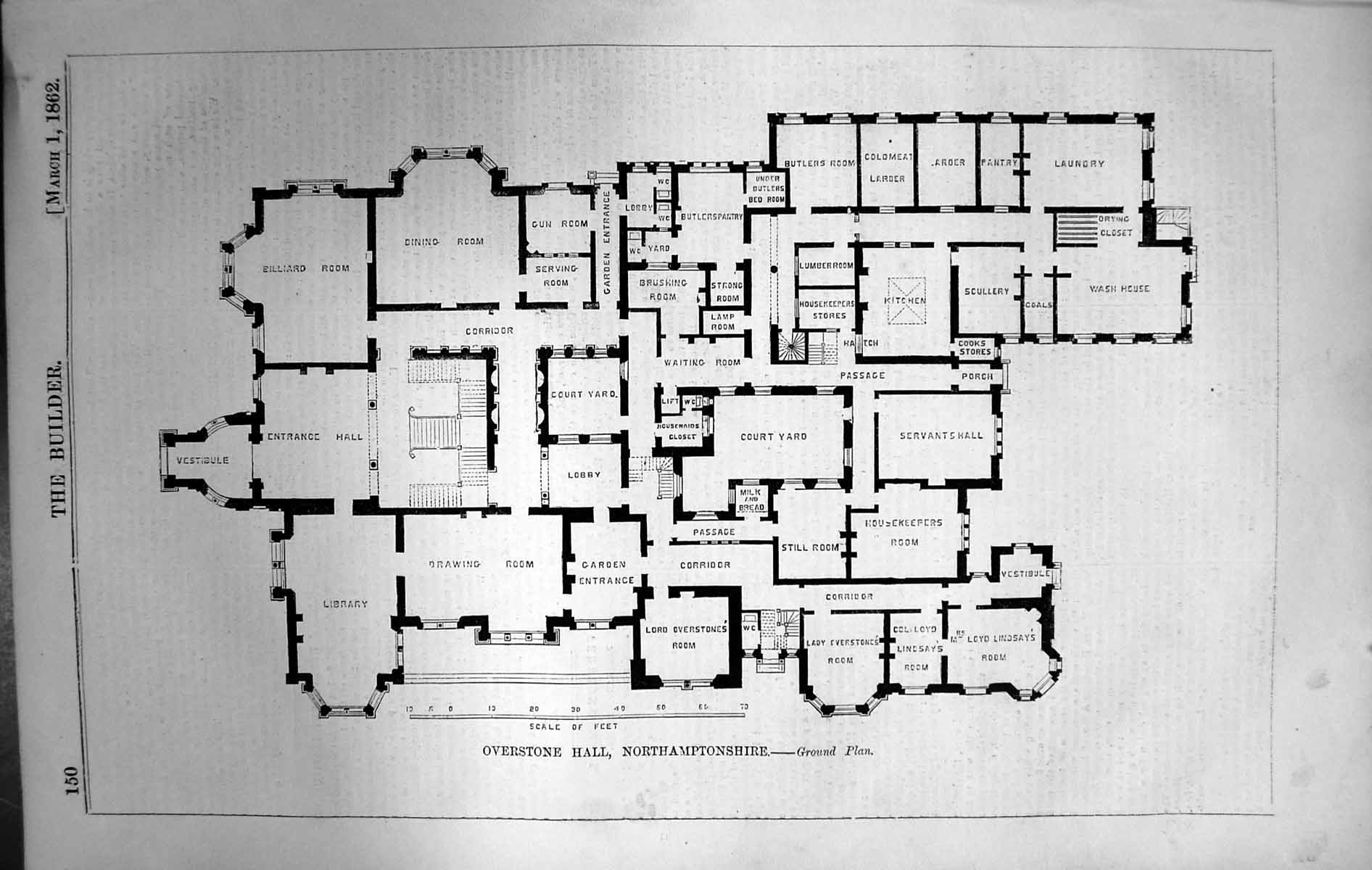 Old Ground Floor Plan Overstone Hall Northamptonshire Architecture 18 19th