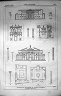 Old Antique Print Architecture Illustrated Ancient Paintings 1862 Builder 19th