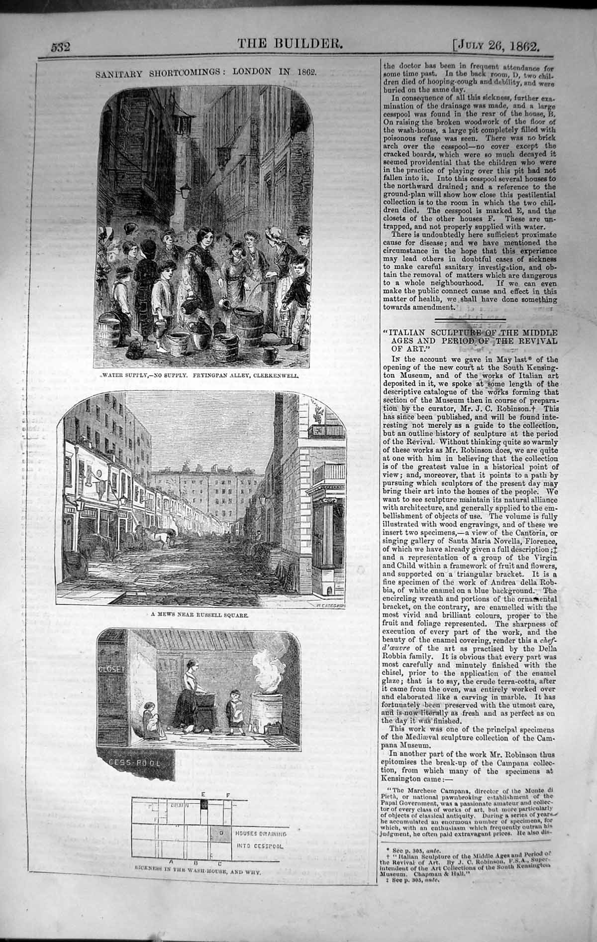 Old Sanitary Shortcomings London Fryingpan Alley Clerkenwell Water 18 Victorian