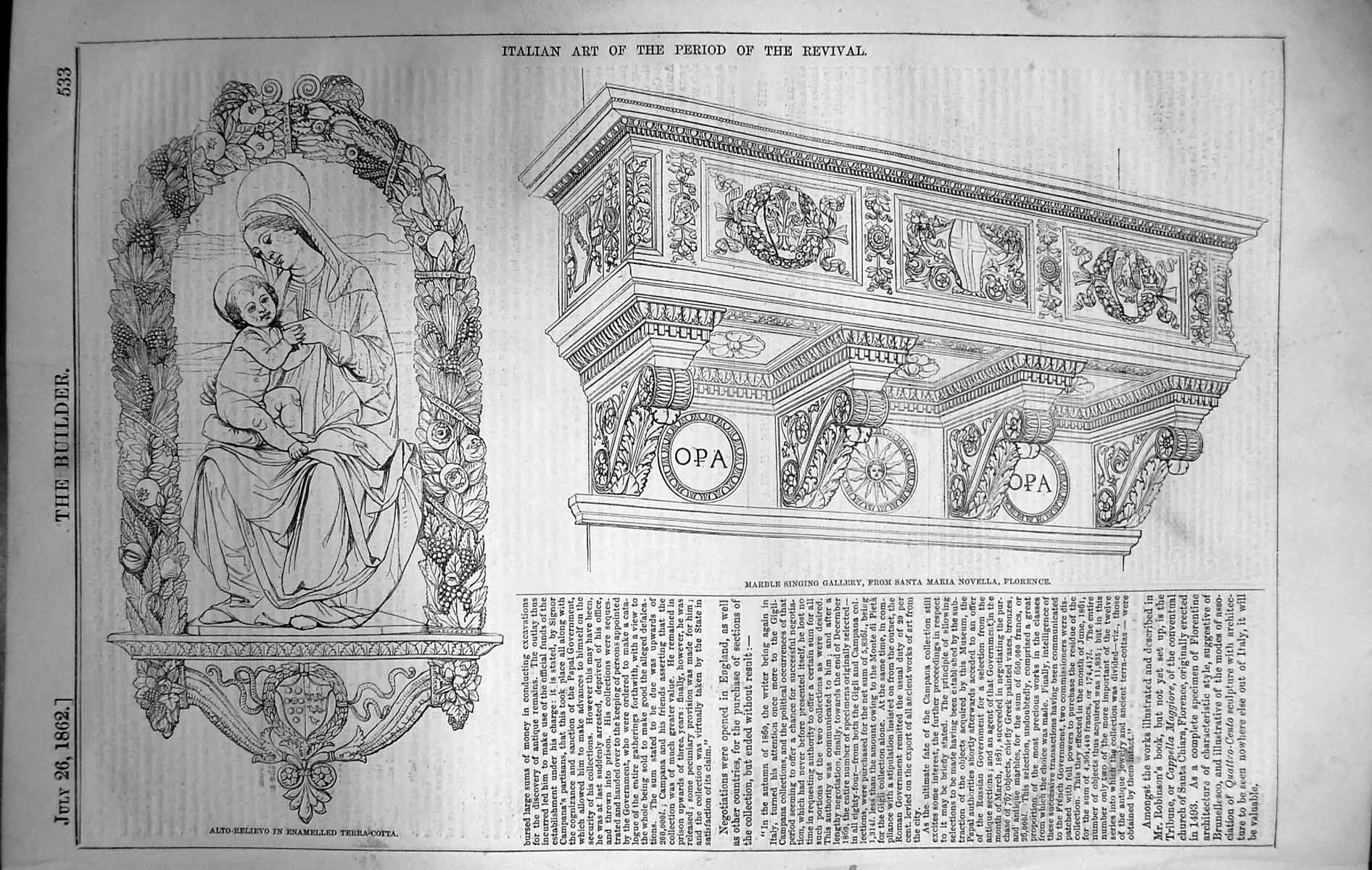Old Architecture 1862 Builder Italian Art Revival Alto-Relievo Terrac Victorian